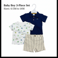 Baby Boy 3-Piece Set - Navy & Stripes
