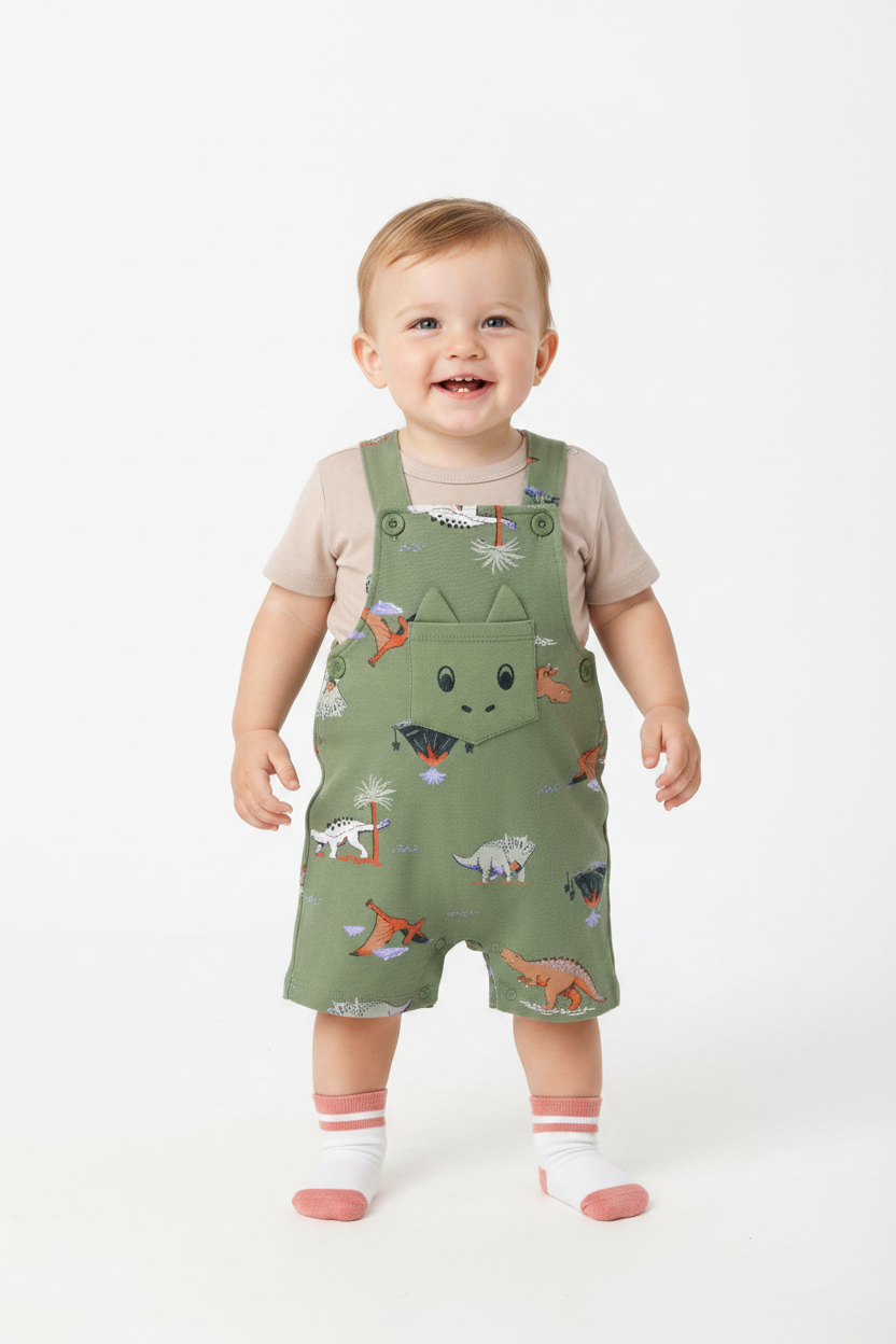 Baby Boys Dinosaur T-Shirt, Dungaree & Socks Set