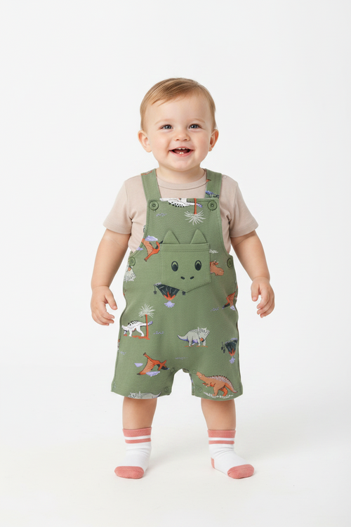 Baby Boys Dinosaur T-Shirt, Dungaree & Socks Set