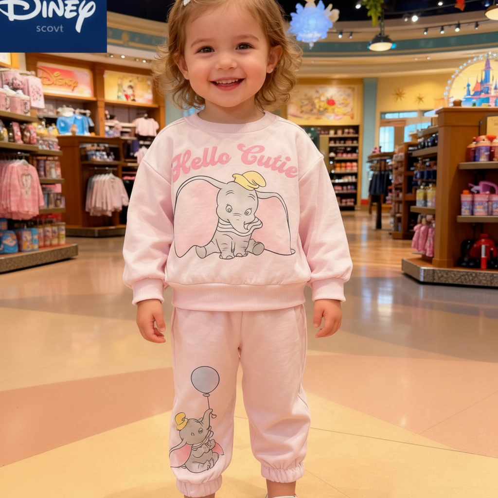 Baby Dumbo Sweatsuit Set - Pink