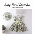Baby Floral Dress with Hat – Yellow Green
