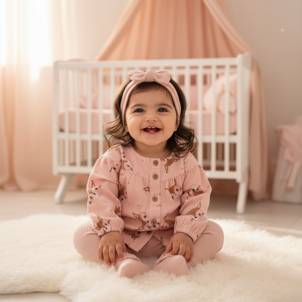 Baby Girl 3-Piece Fox Print Set – Top, Leggings & Headband