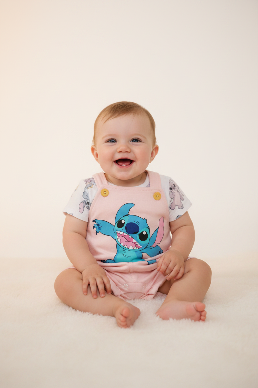 Stitch & Angel Baby Dungaree Set – Disney Original
