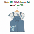 Baby Girl Stitch Denim Dungaree & T-Shirt Set