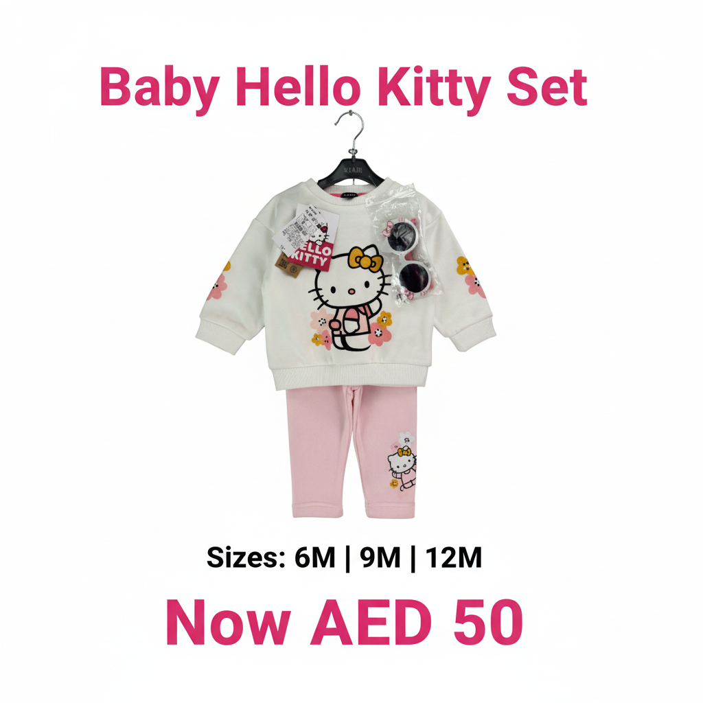 Baby Hello Kitty Sweatsuit Set with Sunglasses - White/Pink