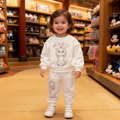Baby Marie Cat Sweatsuit Set - White