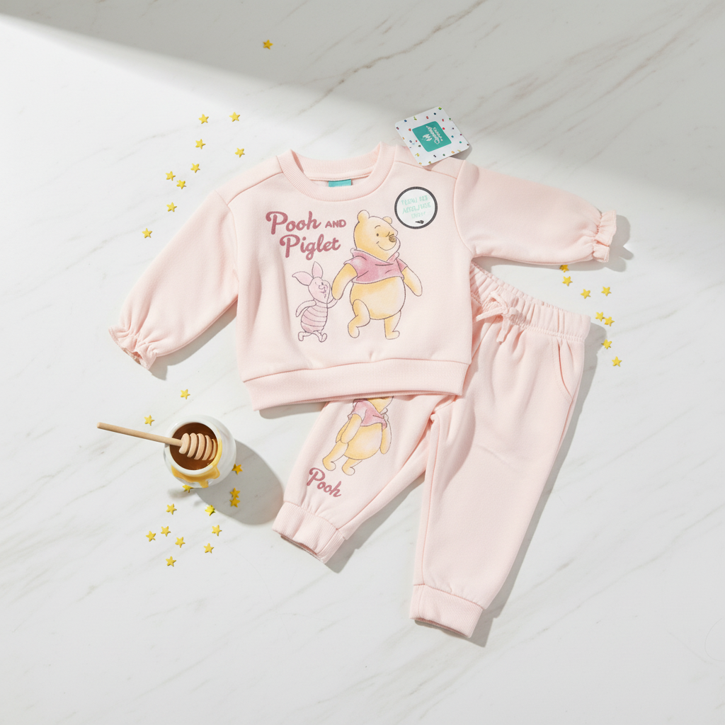 Baby Pooh and Piglet Sweatsuit Set - Pink