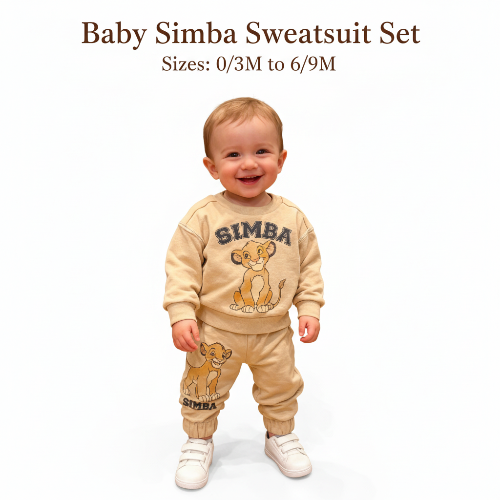 Baby Simba Sweatsuit Set - Beige