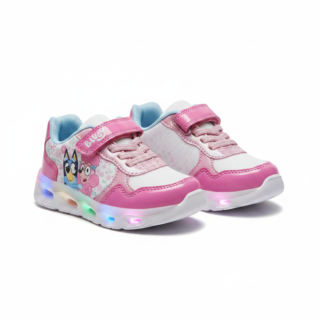 Bluey & Bingo Light-Up Sneakers for Girls - Pink & Blue by Leomil