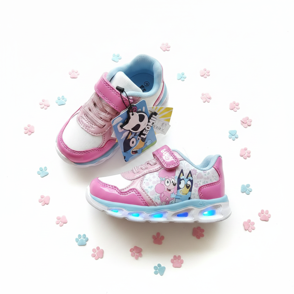 Bluey & Bingo Light-Up Sneakers for Girls - Pink & Blue by Leomil