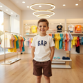 Boys GAP T-Shirt & Shorts Set – White & Brown