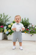 Boys George Shirt, Shorts, Suspenders & Bow Tie Set – Grey