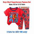 Boys Marvel Superheroes Pyjama Set - Red T-Shirt & Long Pants (Buy 3 for AED 100)