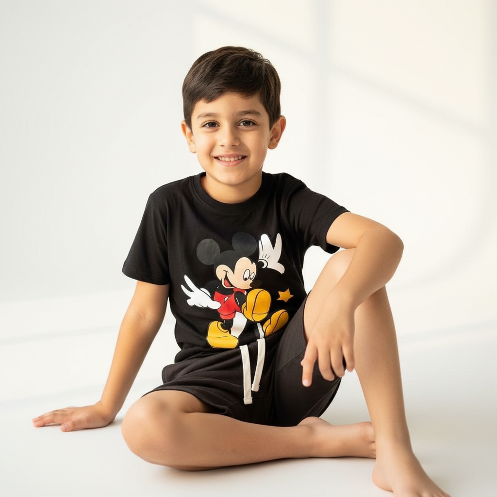 Boys Mickey Mouse & Friends T-Shirt & Shorts Set – Black by Next