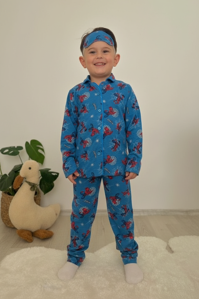 Boys Spider-Man Pajama Set with Eye Mask