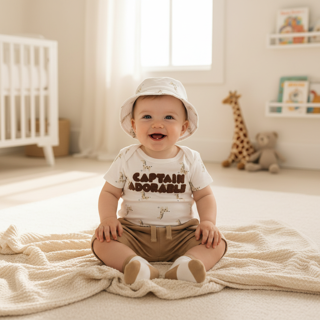Baby Boy 3-Piece Set - Captain Adorable Giraffe Print by Rabbit & Bear