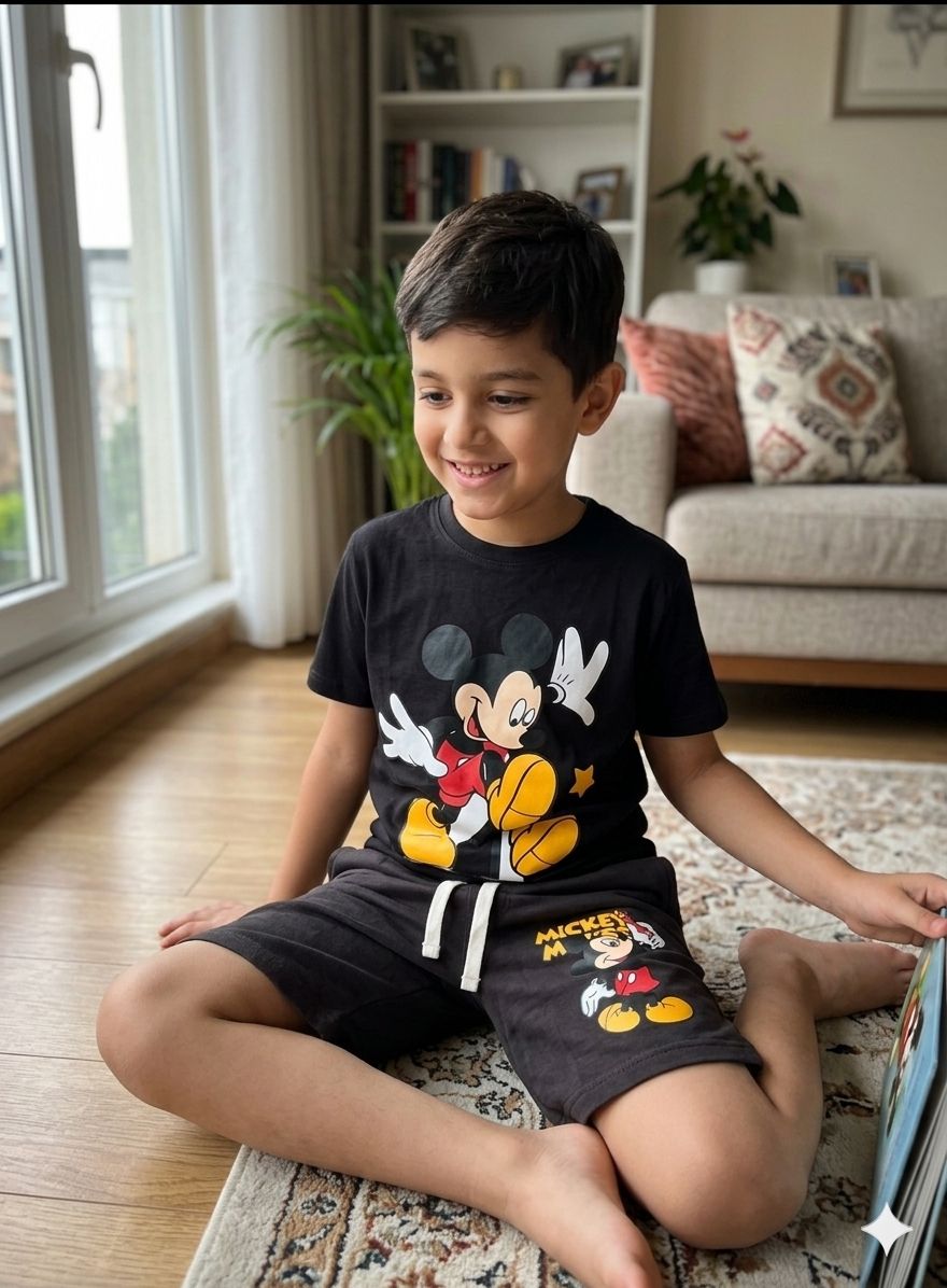 Boys Mickey Mouse & Friends T-Shirt & Shorts Set – Black by Next