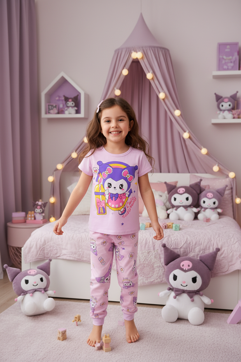 Cute Kuromi Girls Pyjama Set