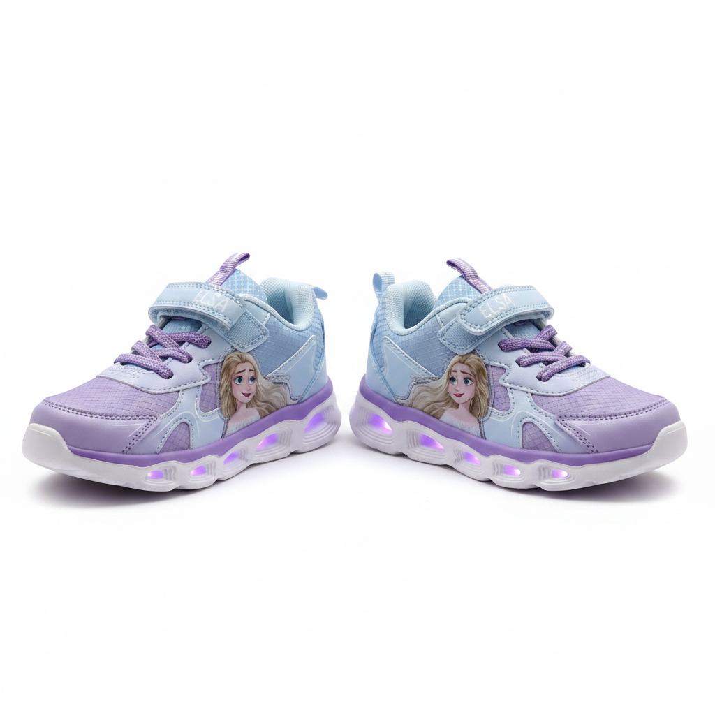 Disney Frozen Elsa Light-Up Sneakers for Girls - Purple & Ice Blue