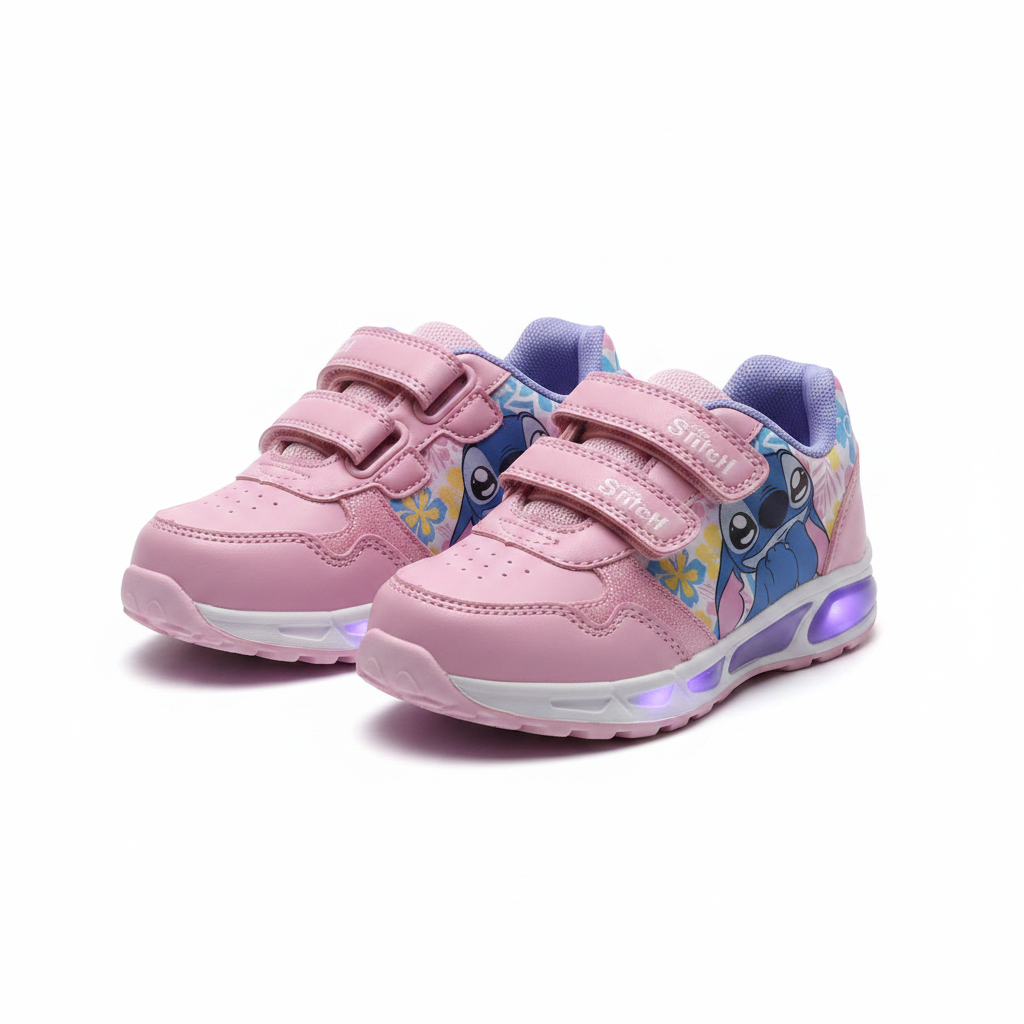 Disney Stitch Light-Up Sneakers for Girls - Pink & Purple