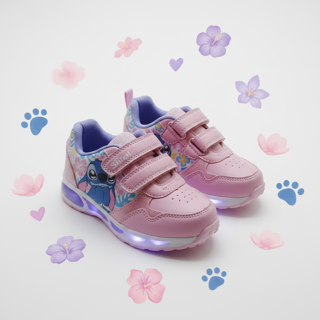 Disney Stitch Light-Up Sneakers for Girls - Pink & Purple