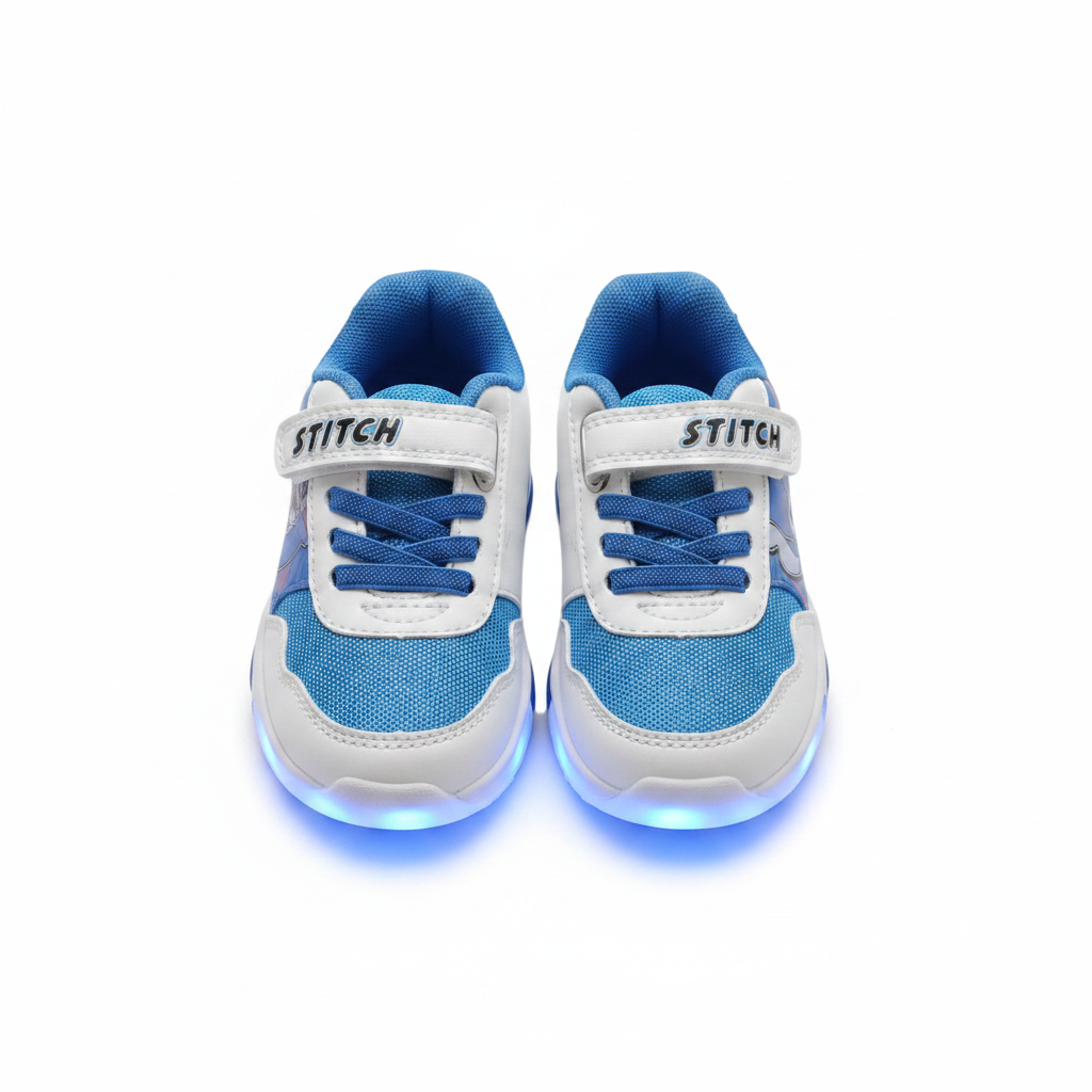 Disney Stitch Light-Up Sneakers for Kids - Blue & White by Leomil
