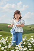 Girls Bearpaw Floral Top, Blue Pants & Handbag Set