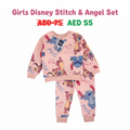 Girls Disney Stitch & Angel Pink Sweatsuit Set