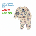 Girls Disney Stitch Cream Sweatsuit Set