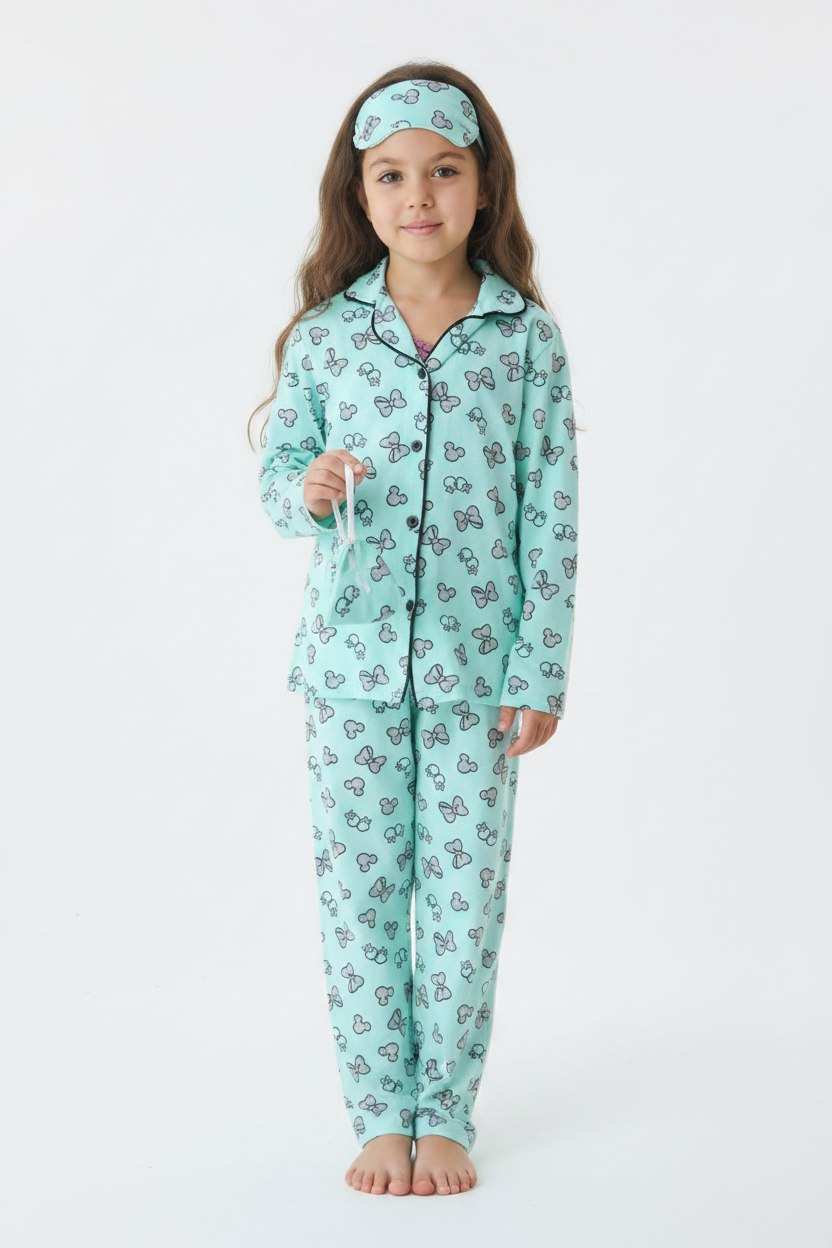 Girls Hello Kitty Pajama Set with Sleep Mask & Pouch