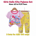 Girls Hello Kitty Pyjama Set - Lilac T-Shirt & Yellow Long Pants (Buy 3 for AED 100)