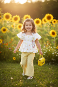 Girls Bearpaw Floral Top, Yellow Pants & Handbag Set