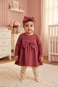 Baby Girls Jessica Simpson 3-Piece Set – Cable Knit Dress, Floral Tights & Bow Headband