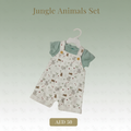 Jungle Animals All-Over Print Baby Dungaree Set – Sage Green – Disney Baby Original