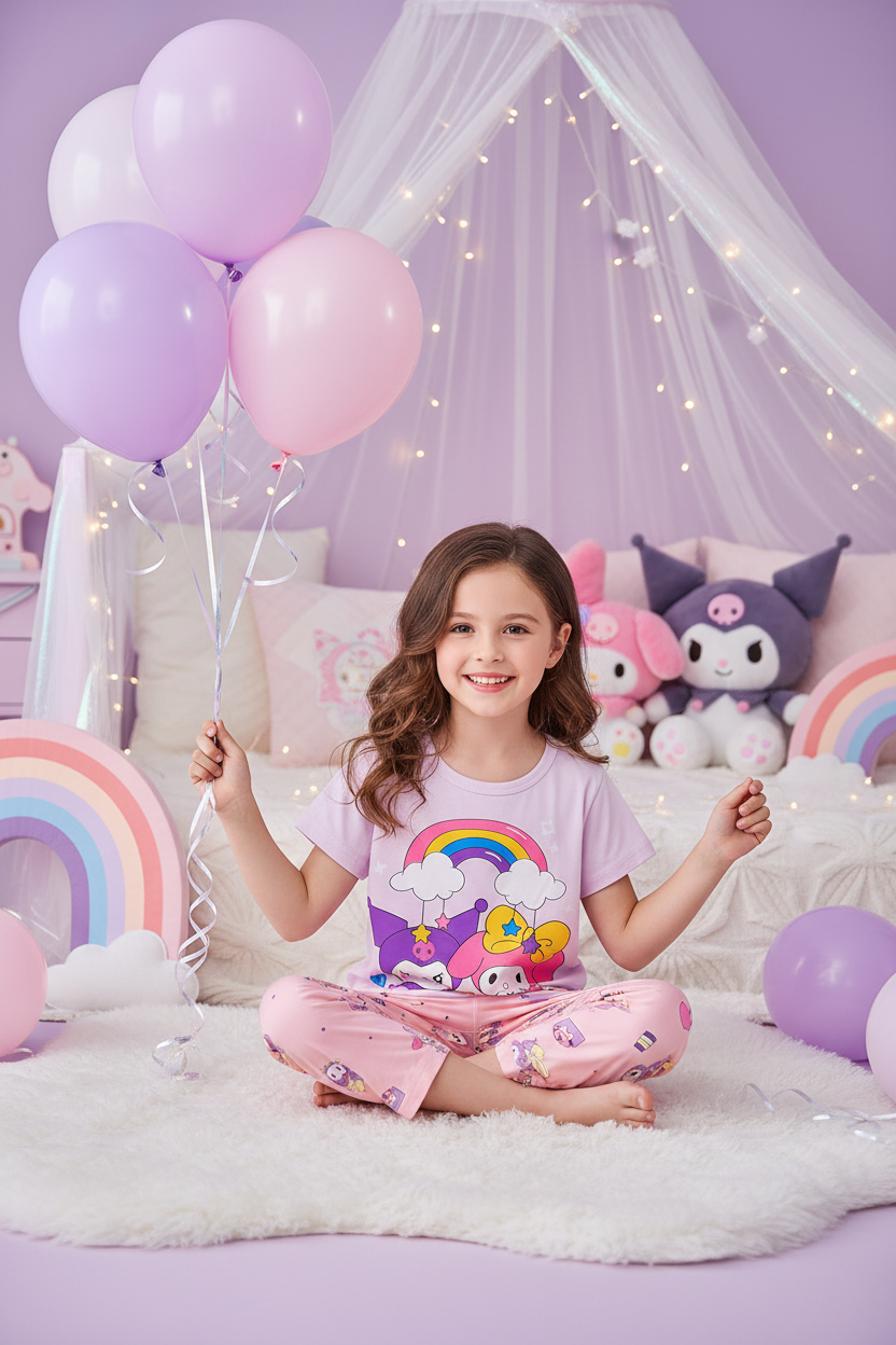 Kuromi & My Melody Rainbow Girls Pyjama Set
