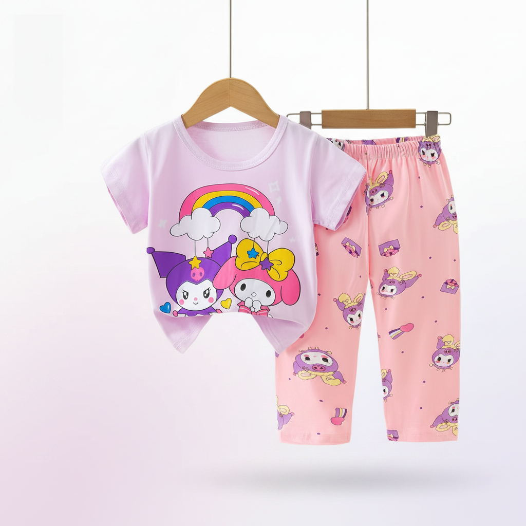 Kuromi & My Melody Rainbow Girls Pyjama Set