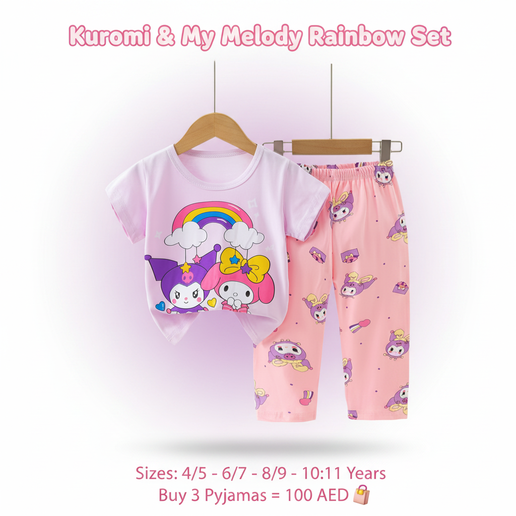Kuromi & My Melody Rainbow Girls Pyjama Set