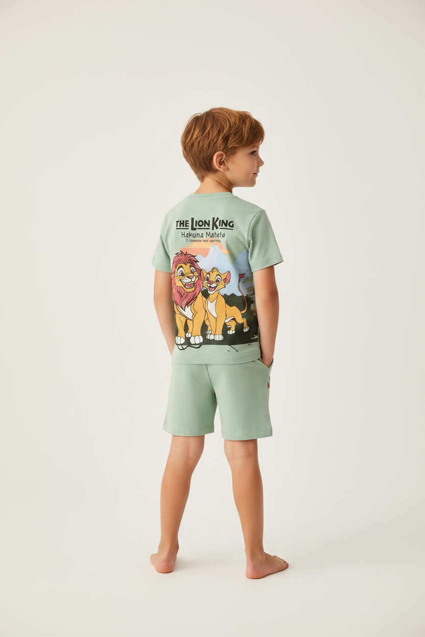 The Lion King "Hakuna Matata" Kids T-Shirt & Shorts Set – Sage Green