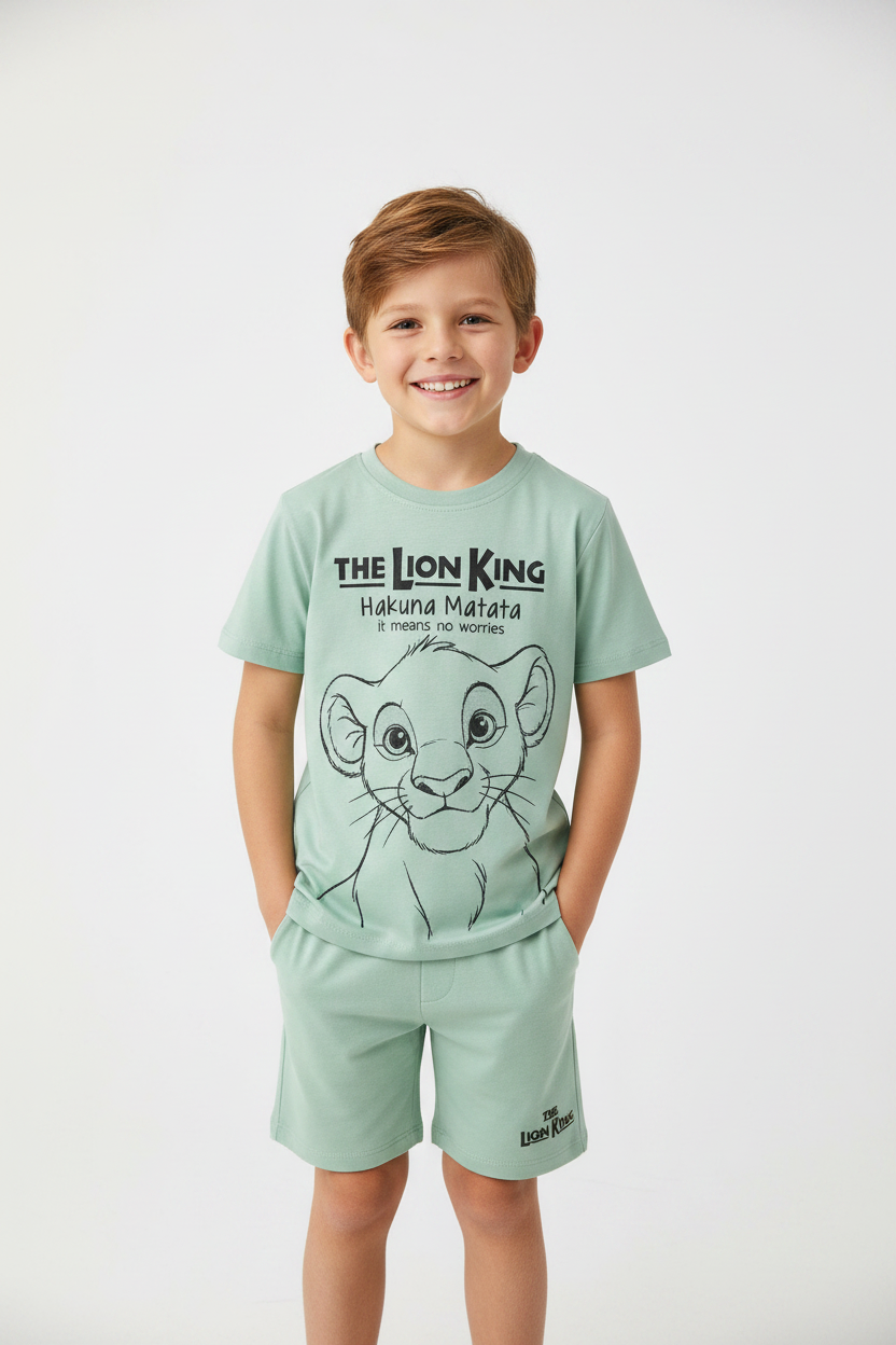 The Lion King "Hakuna Matata" Kids T-Shirt & Shorts Set – Sage Green