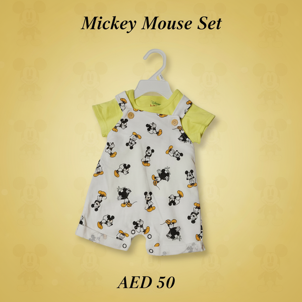 Mickey Mouse All-Over Print Baby Dungaree Set – Disney Original