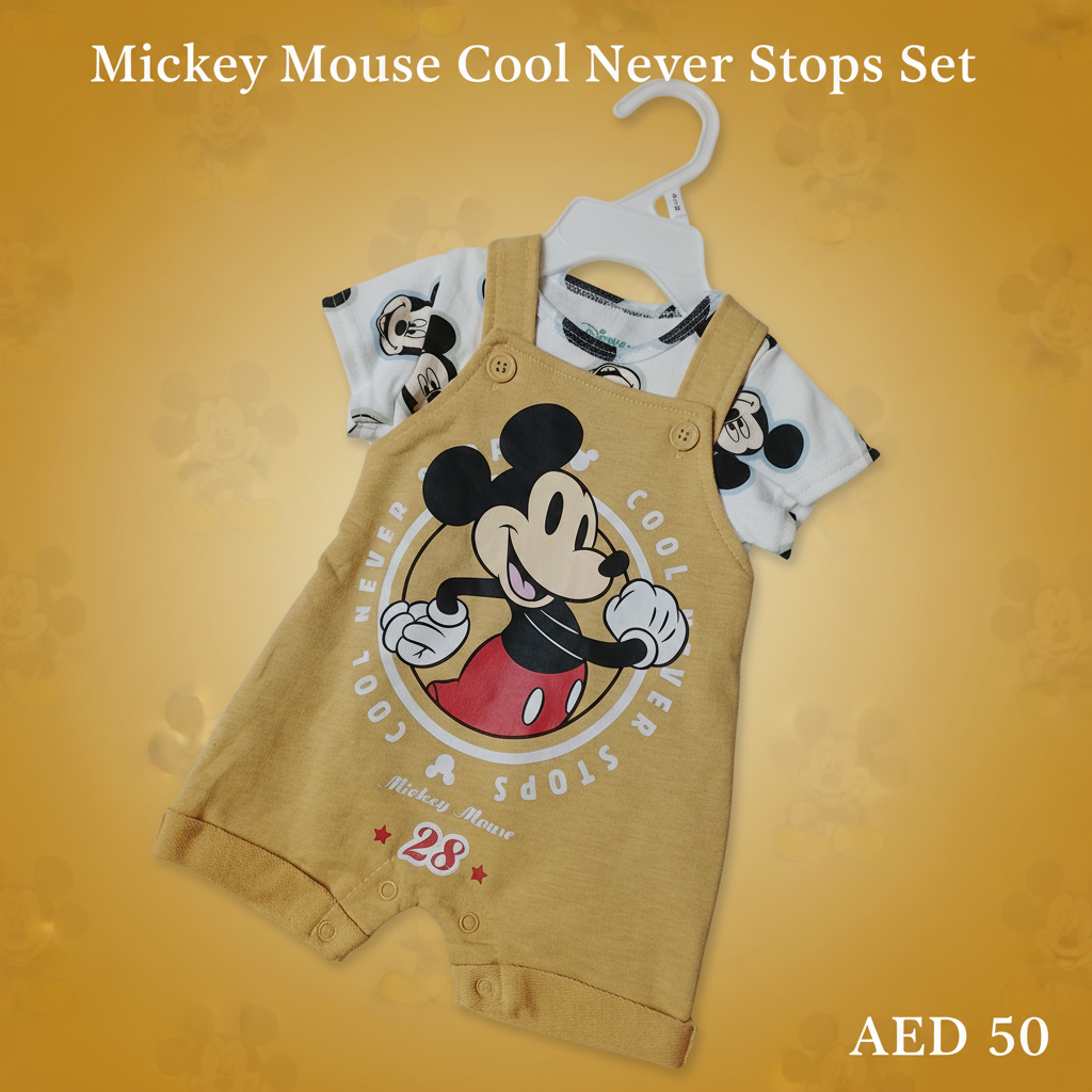 Mickey Mouse “Cool Never Stops” Baby Dungaree Set – Disney Original