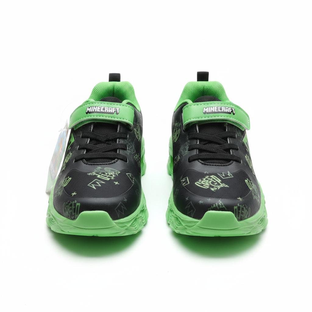 Minecraft Creeper Light-Up Sneakers for Boys - Black & Green