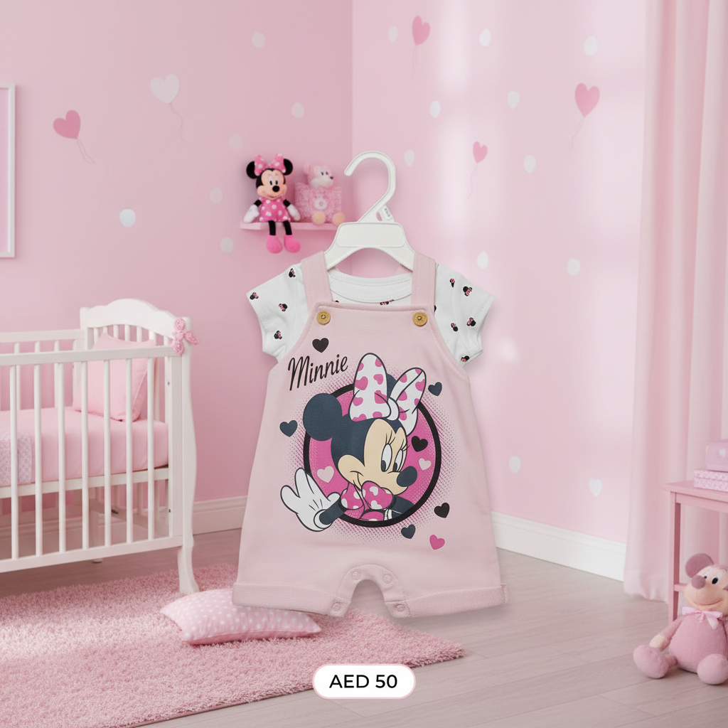 Minnie Mouse Hearts Baby Dungaree Set – Disney Baby Original