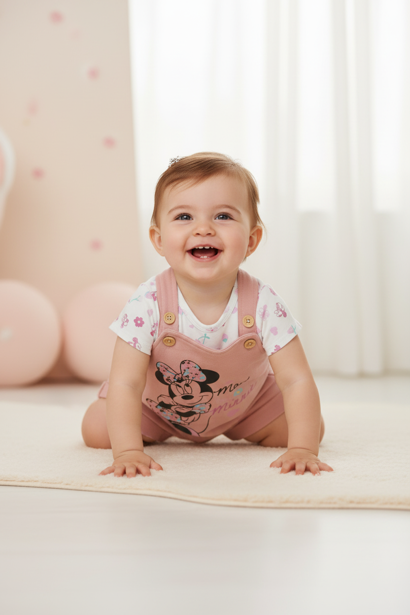 Minnie Mouse "Mad About Minnie" Baby Dungaree Set – Disney Original