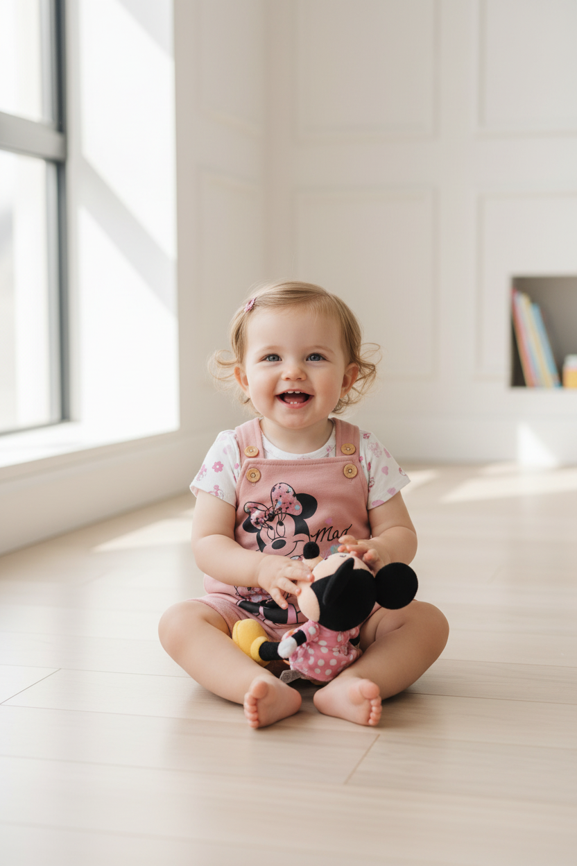 Minnie Mouse "Mad About Minnie" Baby Dungaree Set – Disney Original