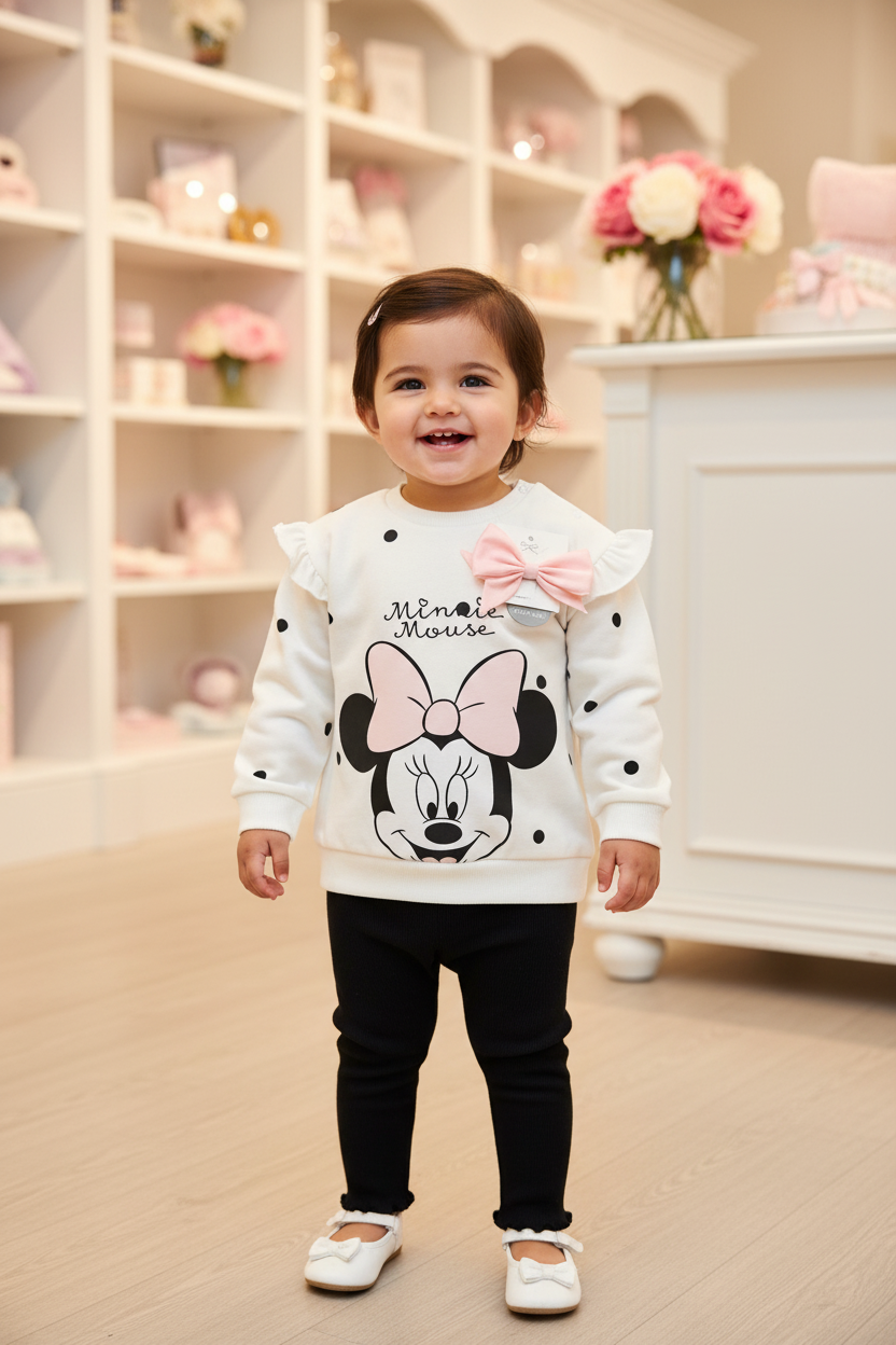 Baby Girls Disney George Minnie Mouse Sweatshirt & Leggings Set