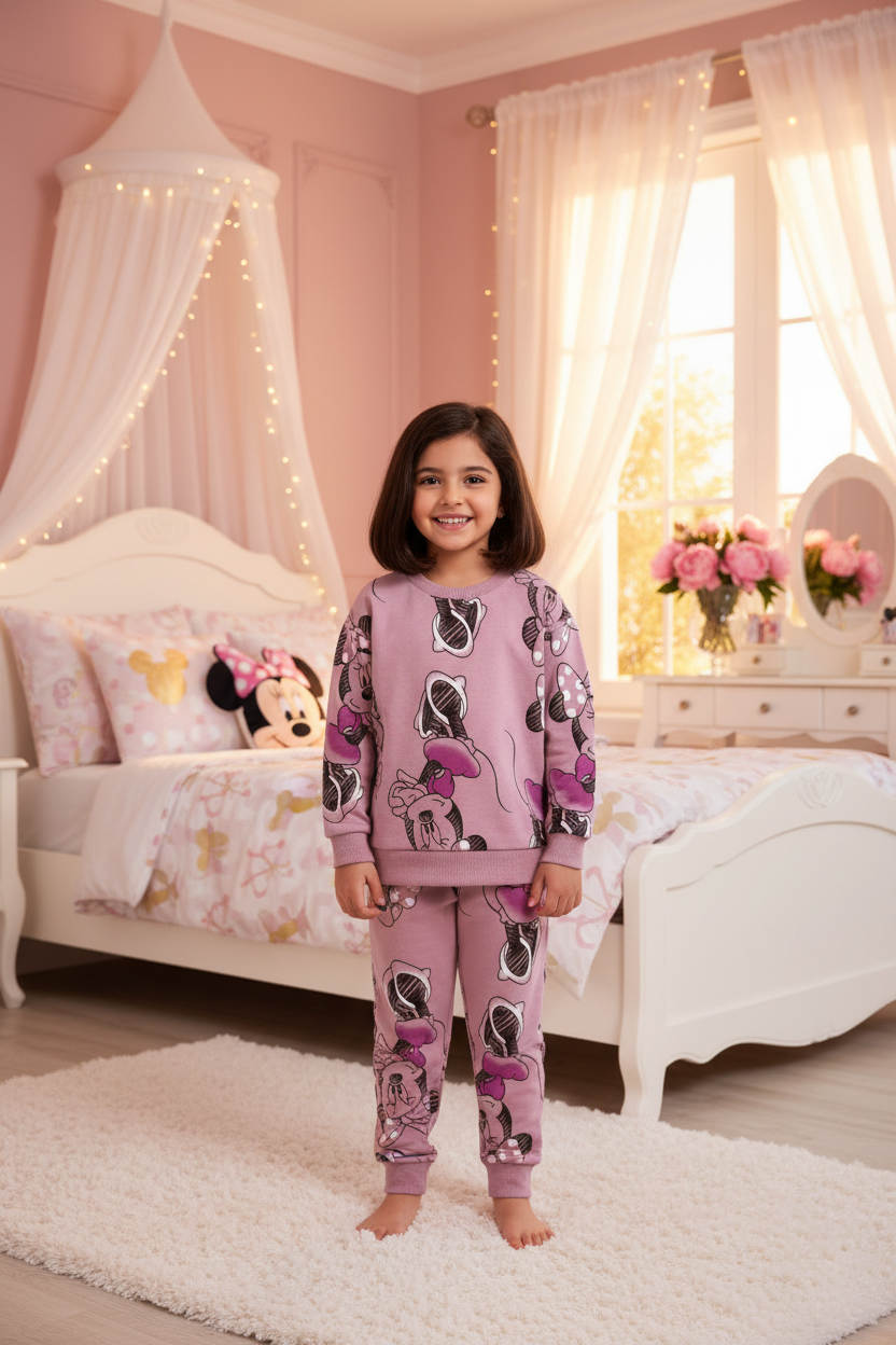 Girls Disney Minnie Mouse All-Over Print Sweatshirt & Jogger Pants Set by Zara