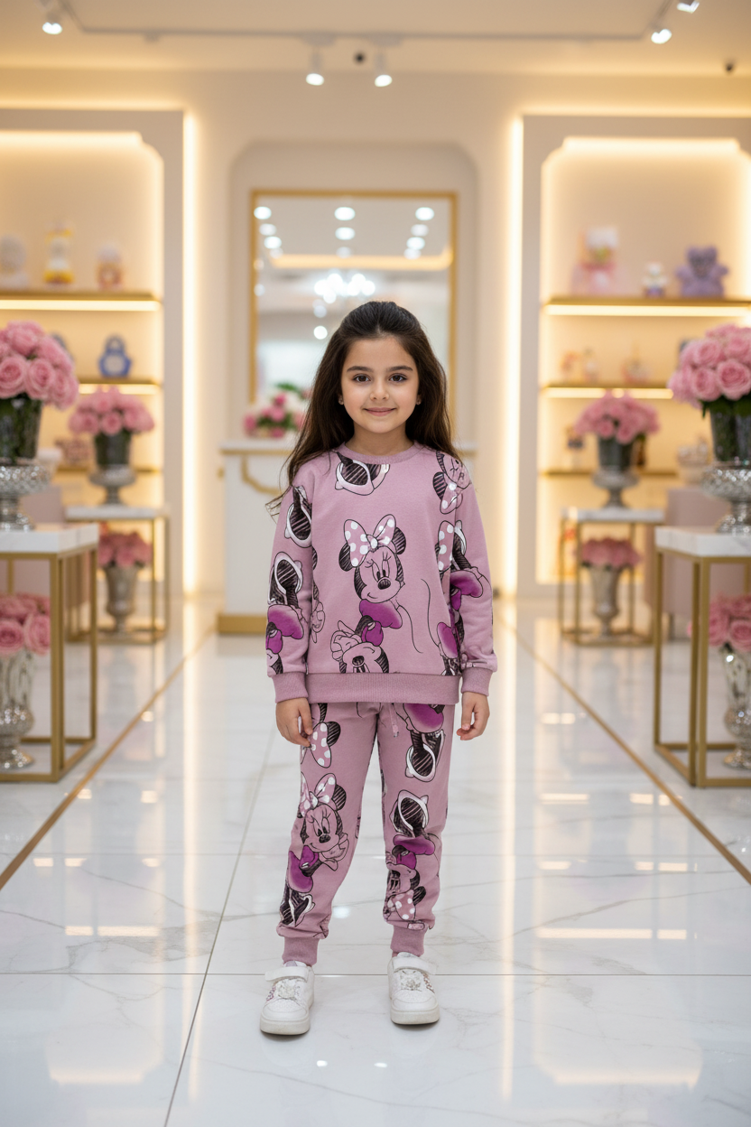 Girls Disney Minnie Mouse All-Over Print Sweatshirt & Jogger Pants Set by Zara