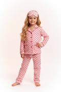 Pink Hearts Girls Pyjama Set with Sleep Mask