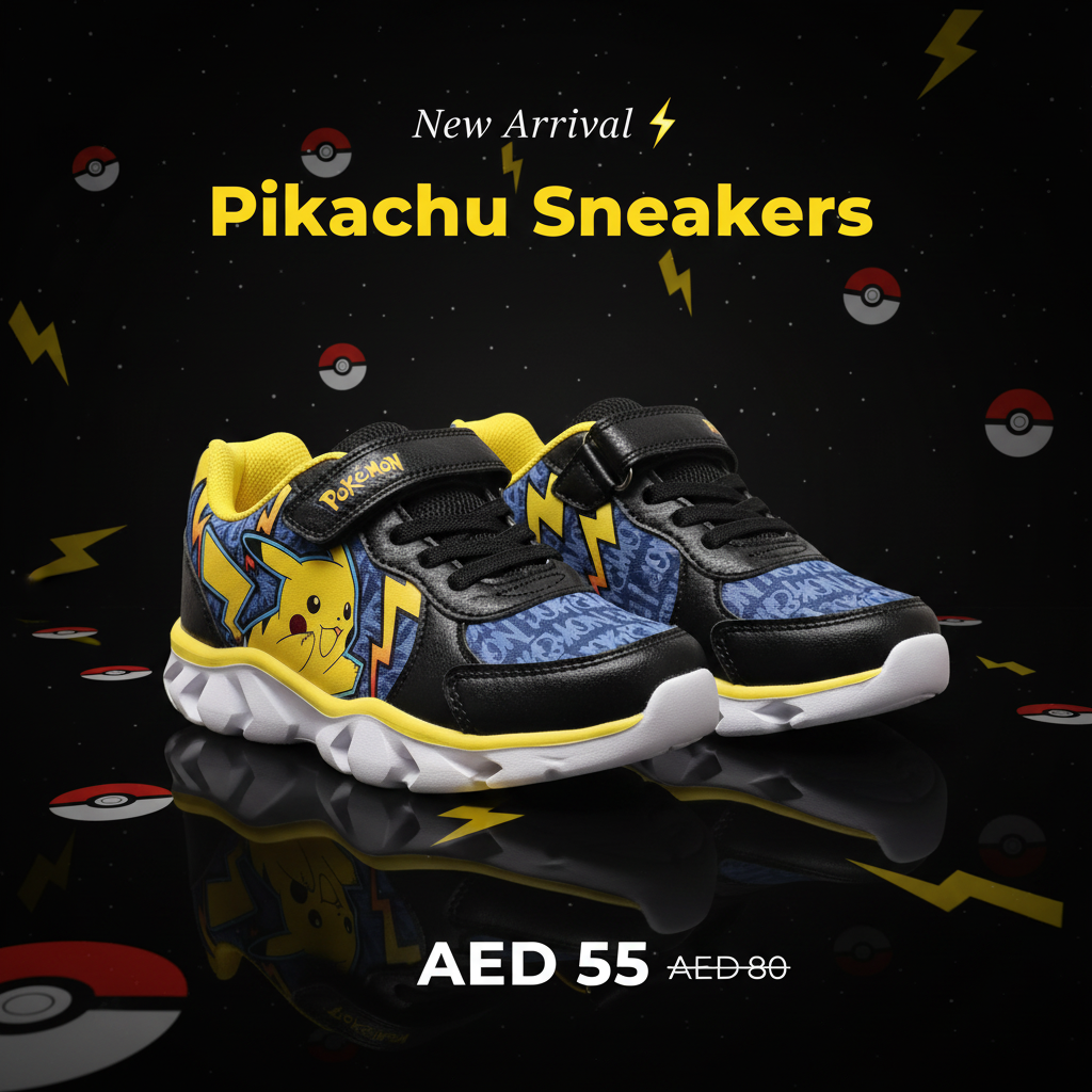 Pokémon Pikachu Light-Up Sneakers for Boys - Black & Yellow